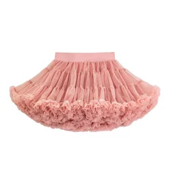 HOT Lace Skirt Girls Fluffy Chiffon Pettiskirt Solid Colors Tutu Skirts Girl Dance Skirt Christmas Tulle Petticoat Tulle B063