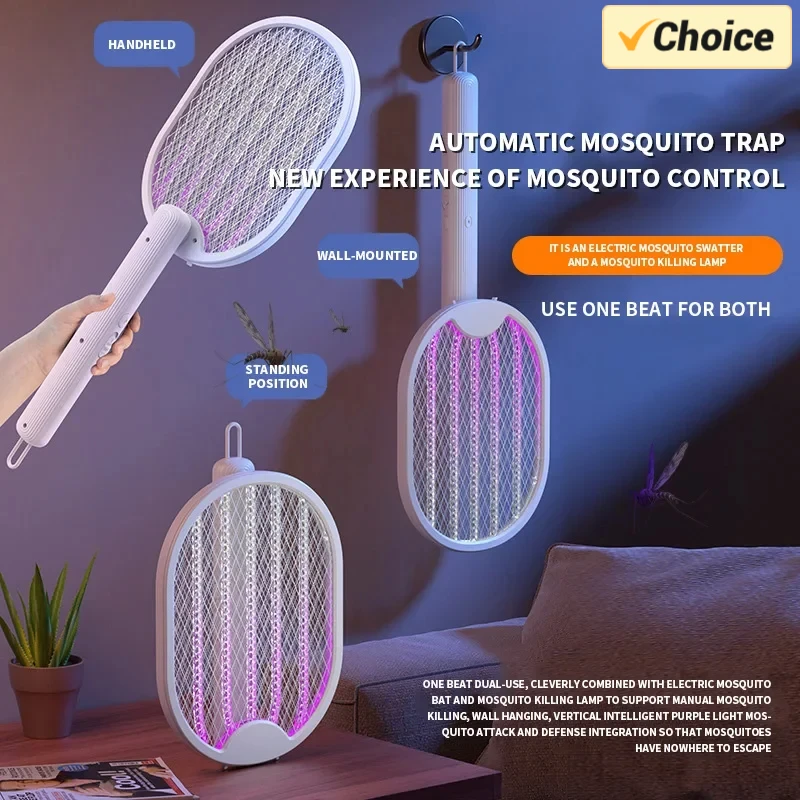 Foldable Electric Mosquito Killer USB Rechargeable Fly Trap Mosquito Swatter Racket Insect Killer With UV Light Bug Zapper 3500V