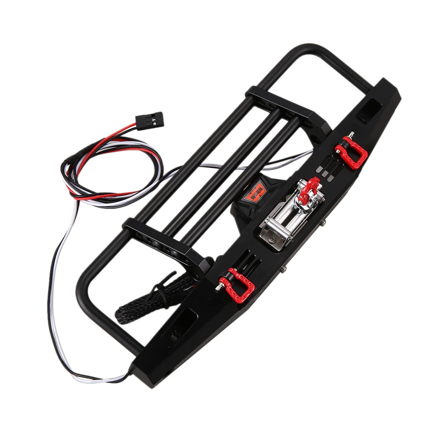 Metal Front Bumper with Winch Remote Controller System for 1/10 RC Crawler Traxxas TRX4 Axial SCX10 & SCX10 II 90046