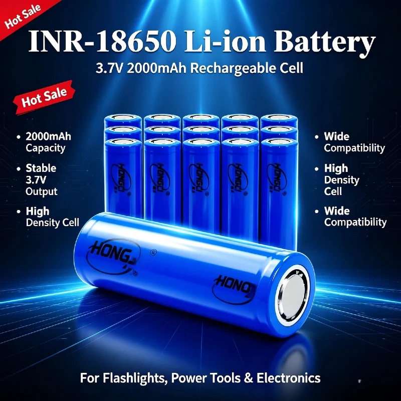 18650 3.7V 2000mAh A Grade Li-Ion Rechargeable Batteries, 1-20Pcs Lithium Cell Pack for Flashlight, Vape and DIY Power Bank