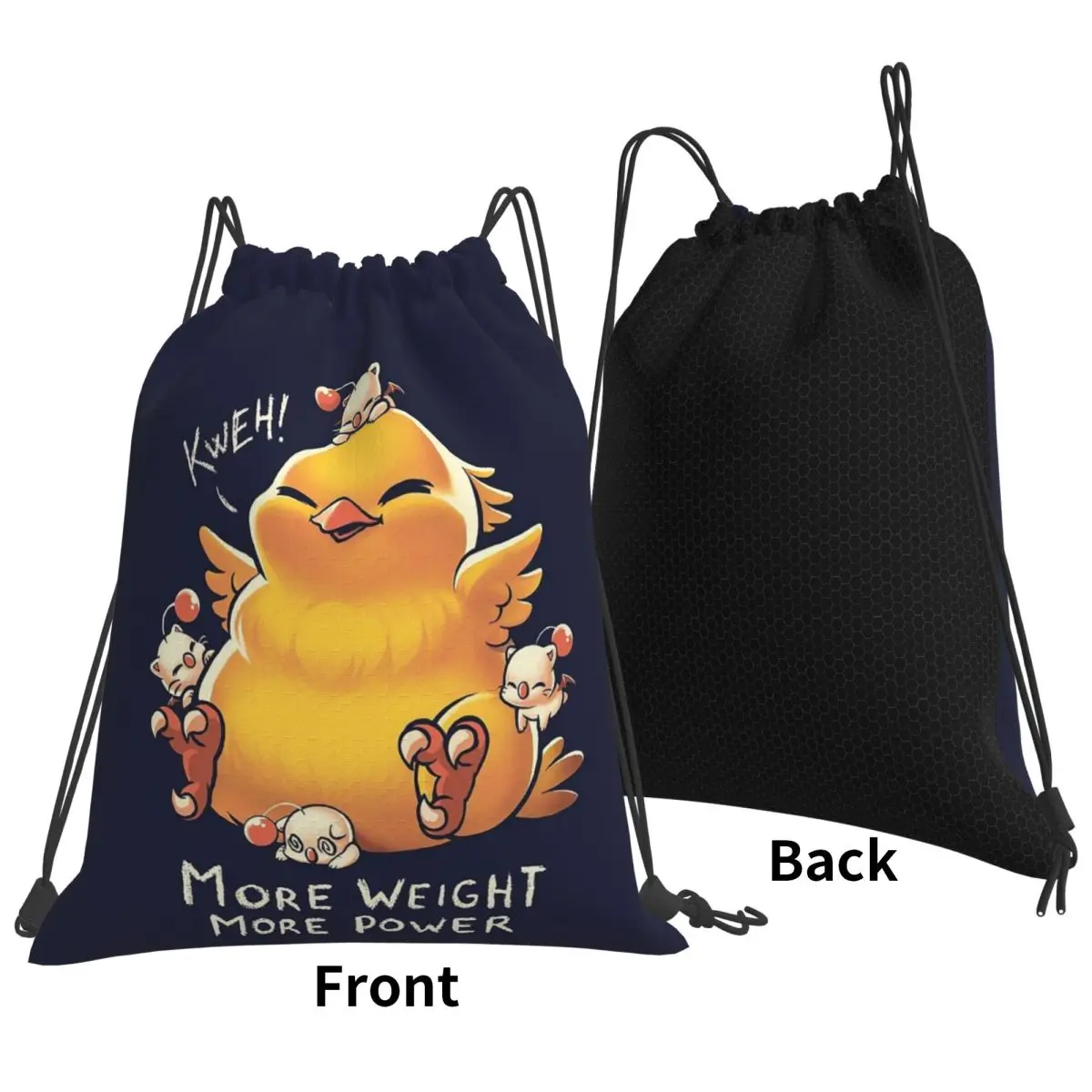 

Funny Fat Chocobo - Big Power Backpacks Casual Portable Drawstring Bundle Pocket Sundries Bag Book Bags For Man Woman Students