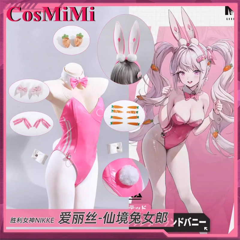 

CosMiMi Hot Game NIKKE Alice Cosplay Costume Sweet Lovely Pink Bunny Girl Jumpsuits Uniforms Carnival Party Role Play Clothing