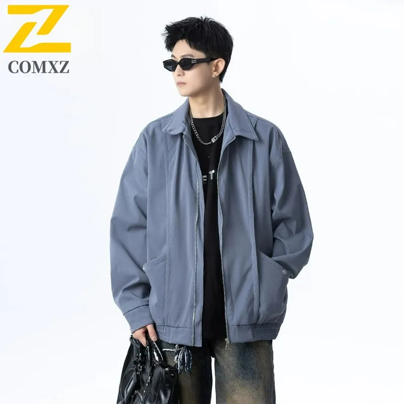 

COMXZ легкая куртка Chaqueta с отложным воротником для спорта на открытом воздухе, минималистичная университетская куртка для приключений и пешего туризма, мужская удобная куртка