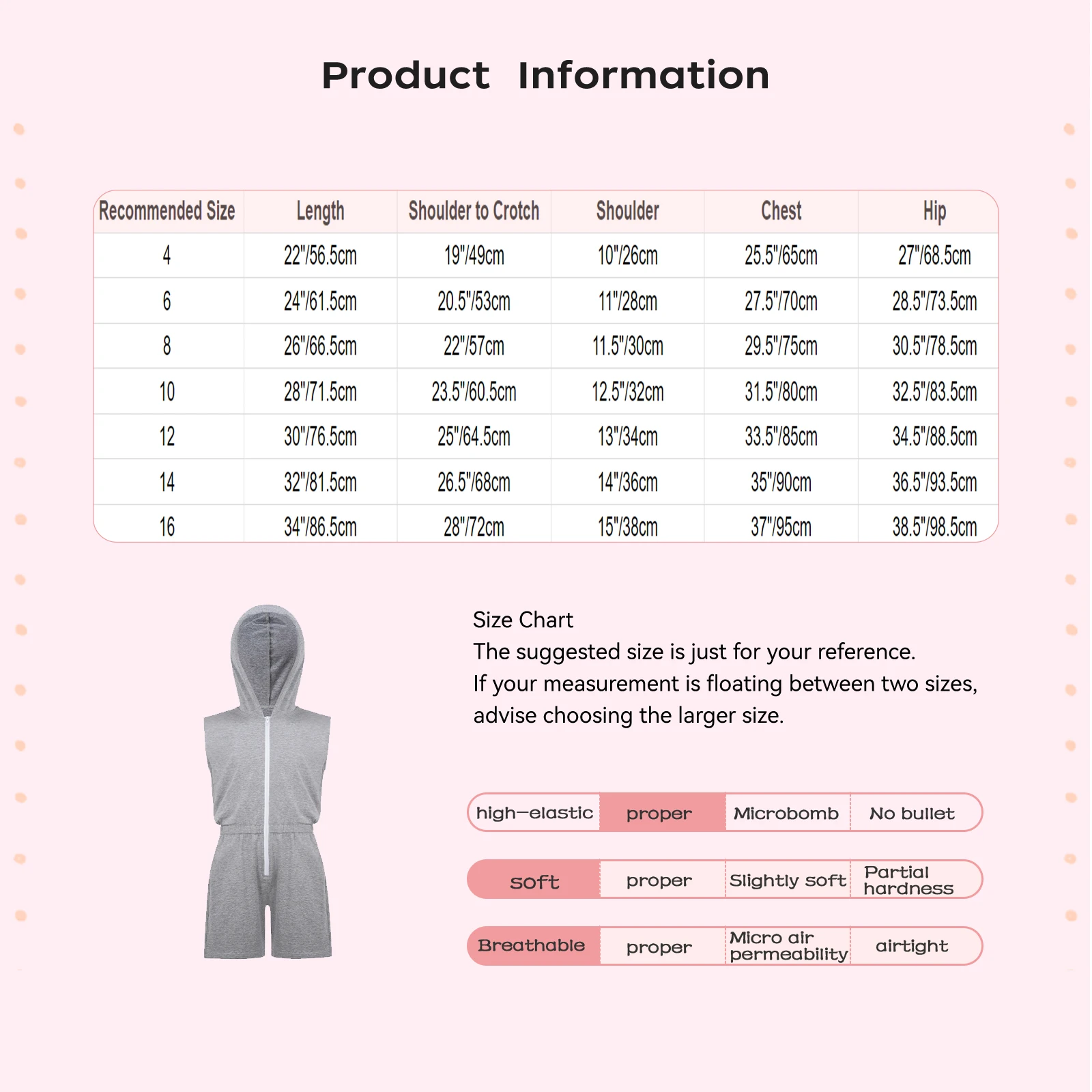 Kids Boys Girls Zipper Hooded Jumpsuit Sleeveless Elastic Waist Thigh Length Bodysuit Casual Daily Holiday Home Wear Pajamas view 6