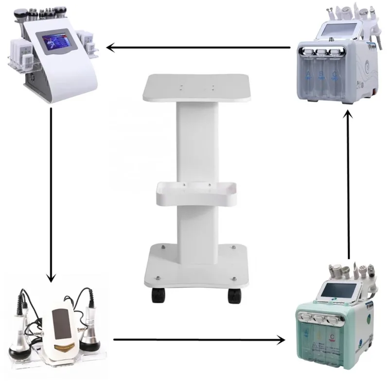 Multifunction Salon Trolley Aluminum Beauty Equipment Stand Hair Salon Use Pedestal Rolling Cart ABS Wheel Storage Cart