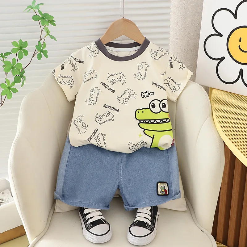 Kids Set 2024 Summer Baby Boy Clothes Luxury Designer Cartoon Short Sleeve T-shirts and Shorts Two Piece Infant Boys Outfit