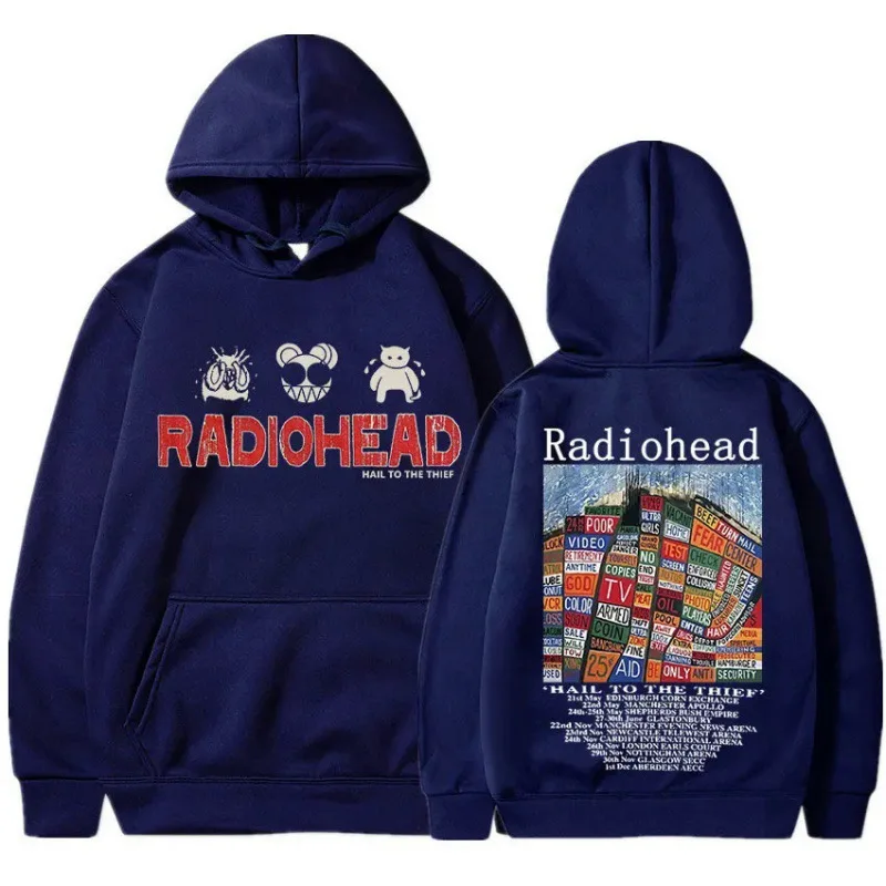 Radiohead Vintage Print Unisex Street Fashion High Quality Wool and Fleece Hoodie 2024 New Free Shipping