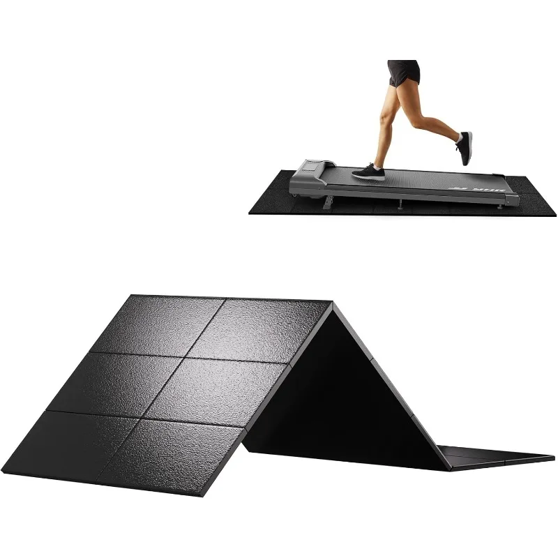 Foldable Treadmill Mat Non-Slip Exercise Bike Mat, 1/4