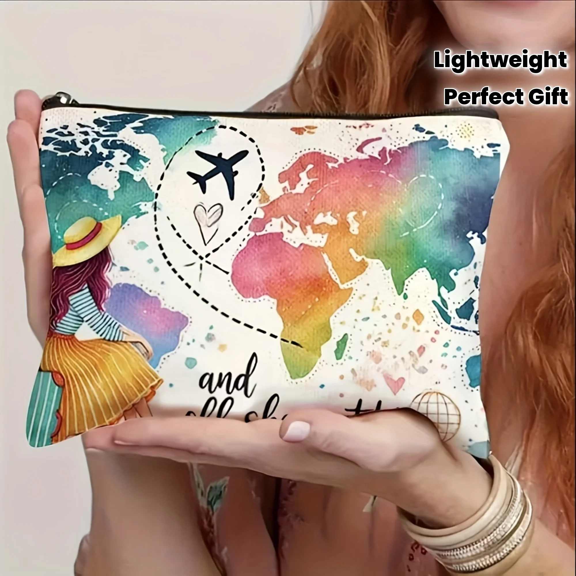 Una borsa per il trucco Bravely che riceve sogni cambiano il mondo: simpatica custodia multifunzionale con cerniera per donna, borsa per riporre gioielli