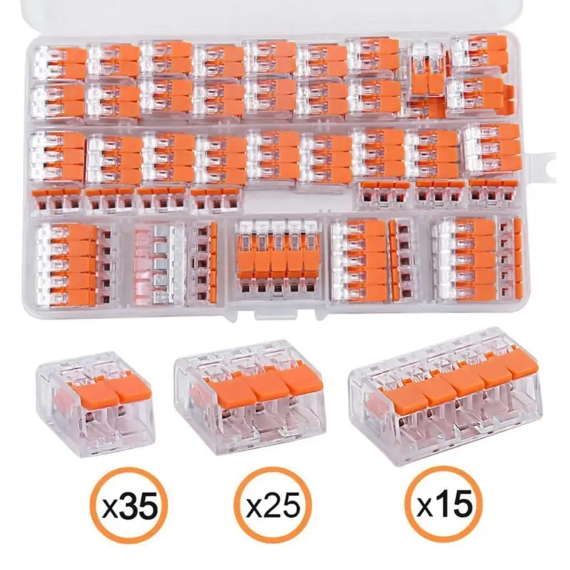 75Pcs Box Electrical Lever Wire Connectors 2 Port 3 Port 5 Port Electric Cable Clamp Mini Quick Wire Terminal Connector