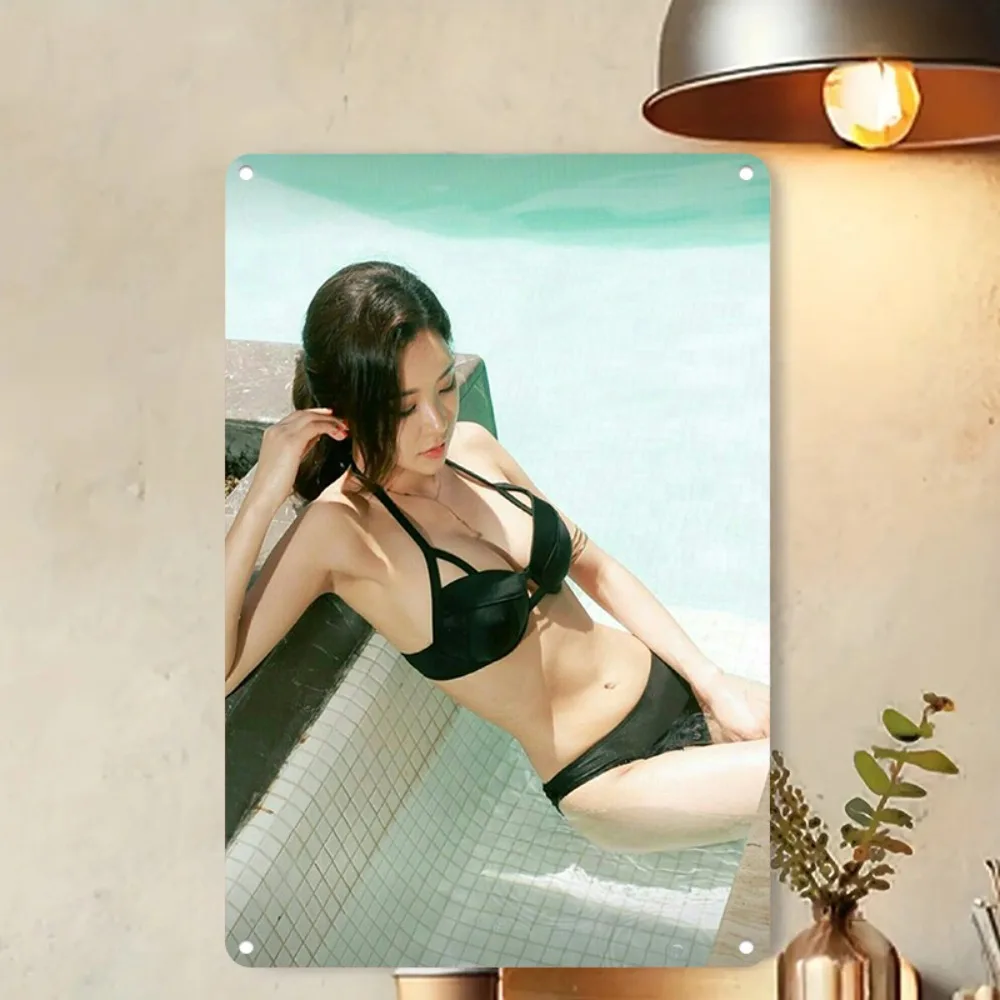 2D Flat One-Piece Swimsuit Girl Wall Art for Living Room Bedroom Beach Pool Decor