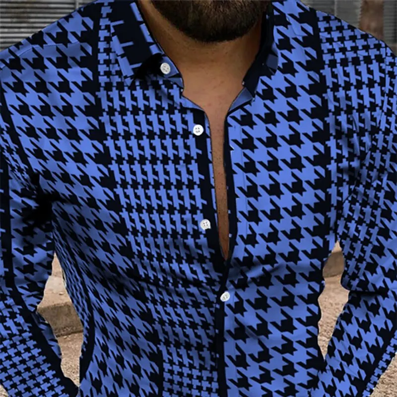 Men\'s Shirt Pattern Shirt Retro Lapel 3D Printed Shirt Fashion Casual Breathable Fabric Comfortable Soft Plus Size