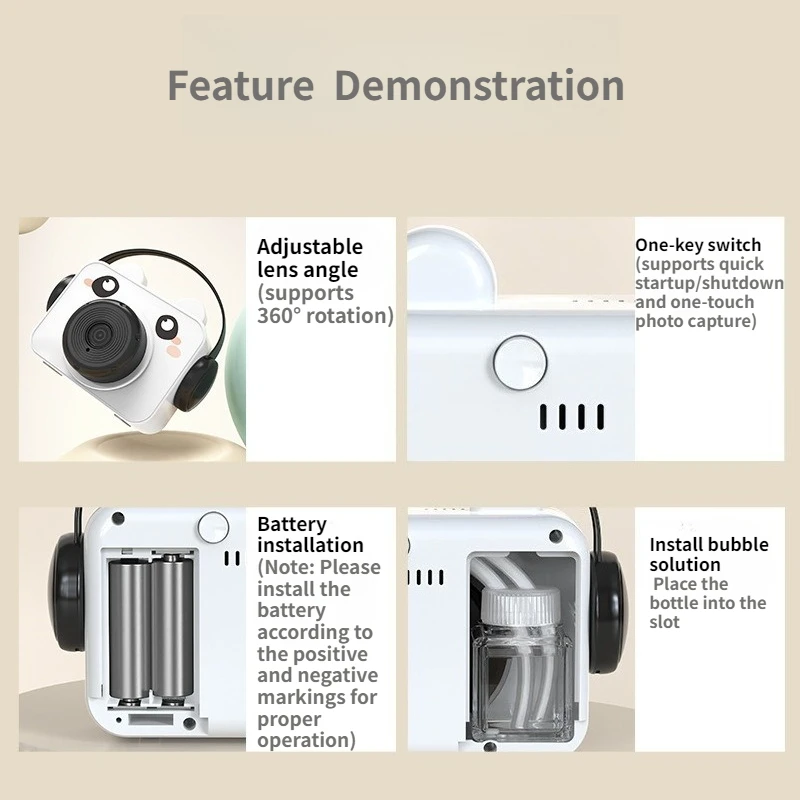 Cartoon Animal Bubble Camera – LED Light & Music Automatic Bubble Blower | Kids’ Fun Toy