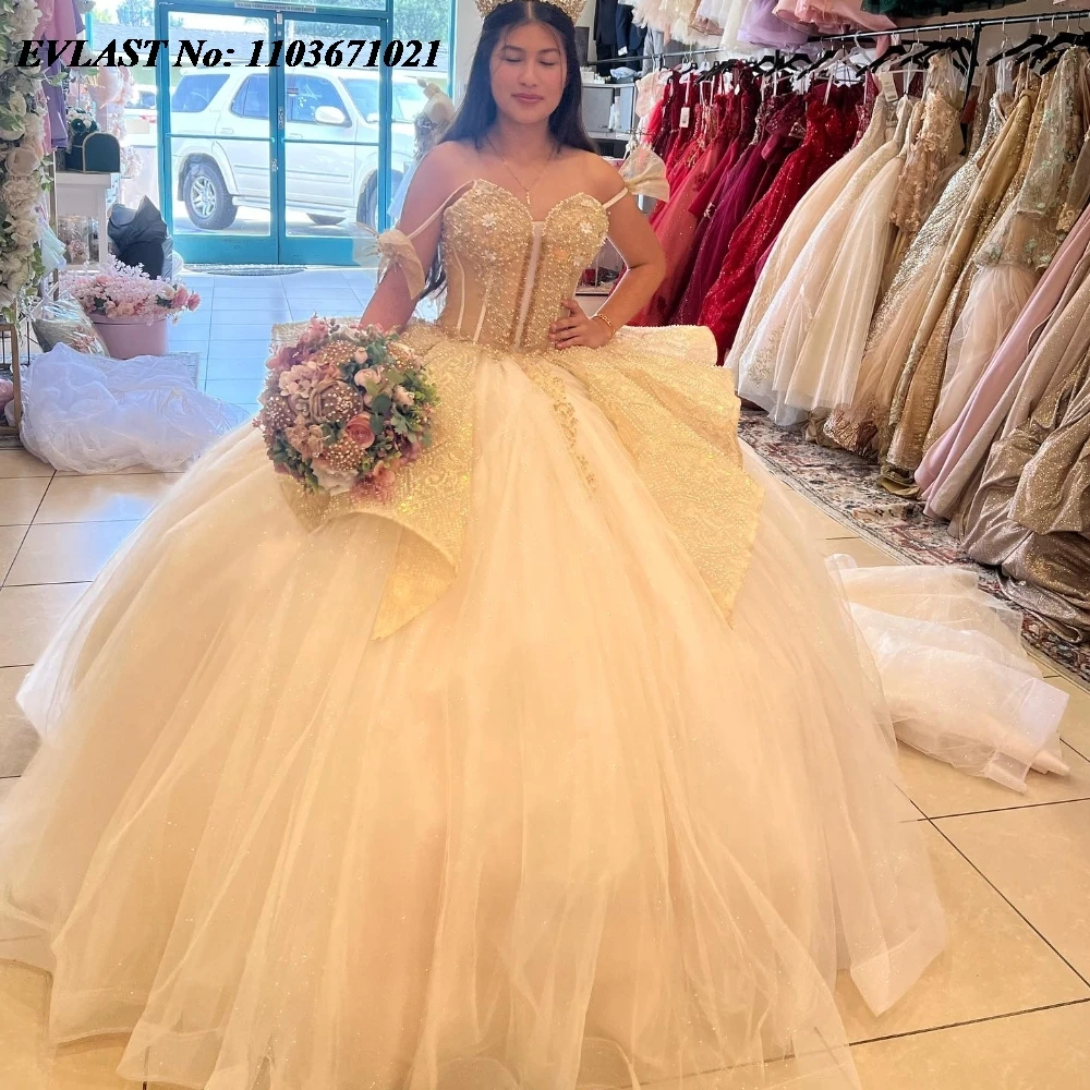 Evlast sparkly ชุดเดรสชุดไปงานเต้นรำลายควินน์เซียร่าสีหวาน16 Vestidos de 15ชุดเดอ SQ648