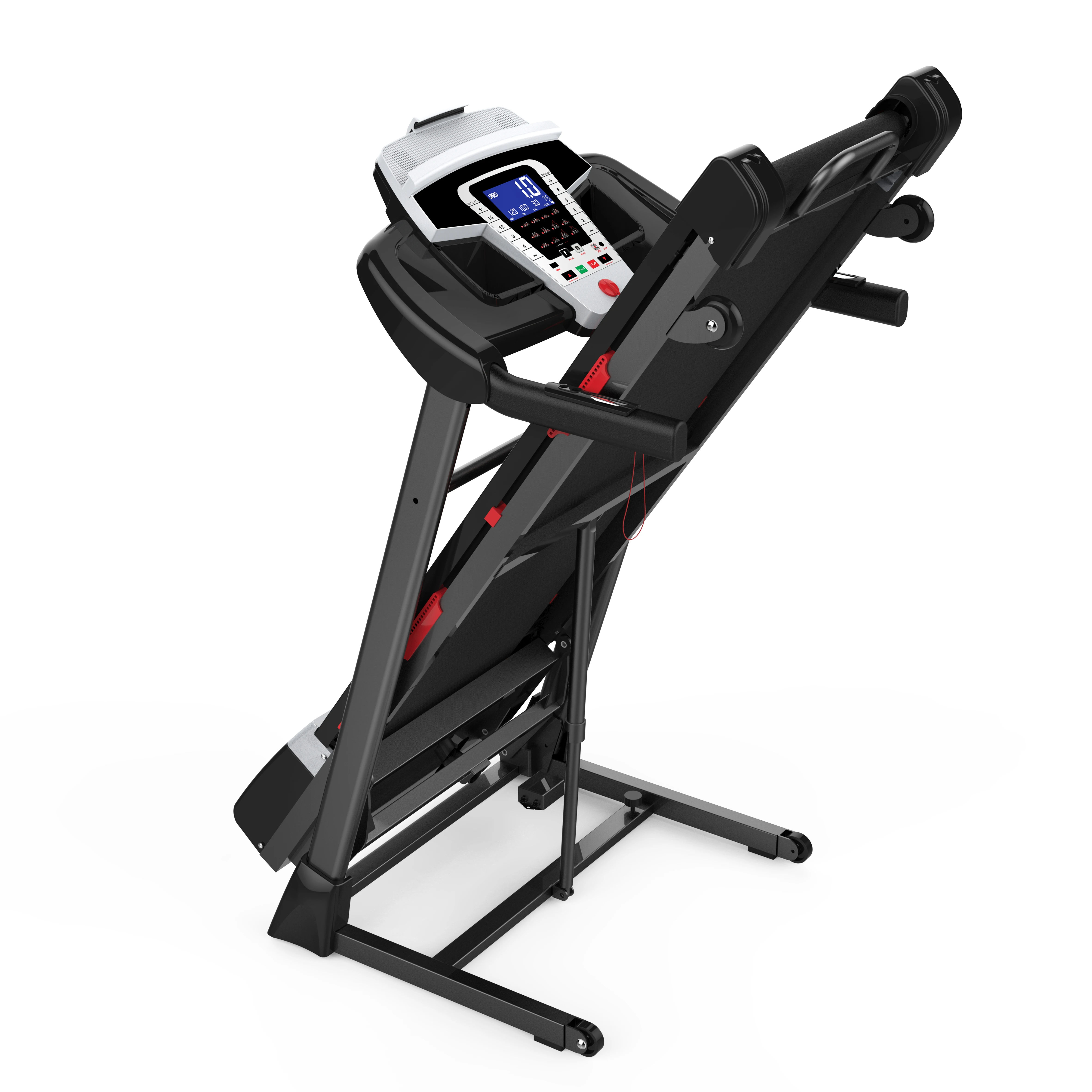 Foldable home treadmill, 400 lbs max load, 3.5HP motor, auto incline, supports 14-16km/h speed, built-in music & APP control