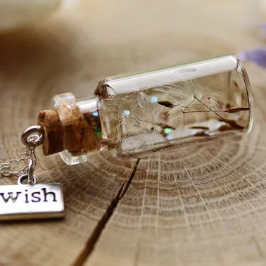 Wishing Drift Bottle Pendant Wish Dandelion Necklace