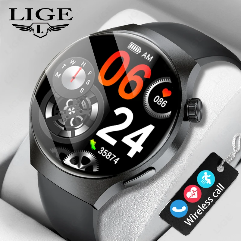 

LIGE New Bluetooth Call Smartwatch Men Waterproof Sports Watches Fitness Tracker Weather Display Men Smart Watch For Android IOS