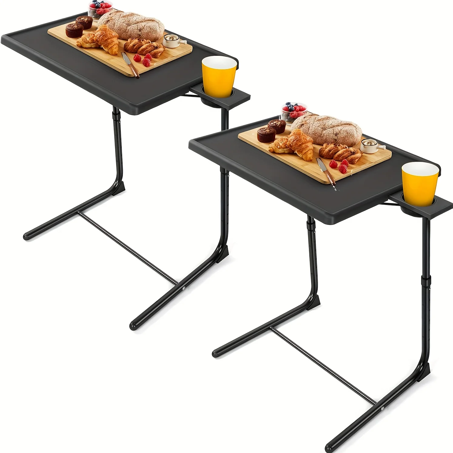 1/2 Pack Adjustable Folding Table - Folding Tray, 6 Height Settings and 3 Tilt Angle Settings, Perfect for Restaurant Use.