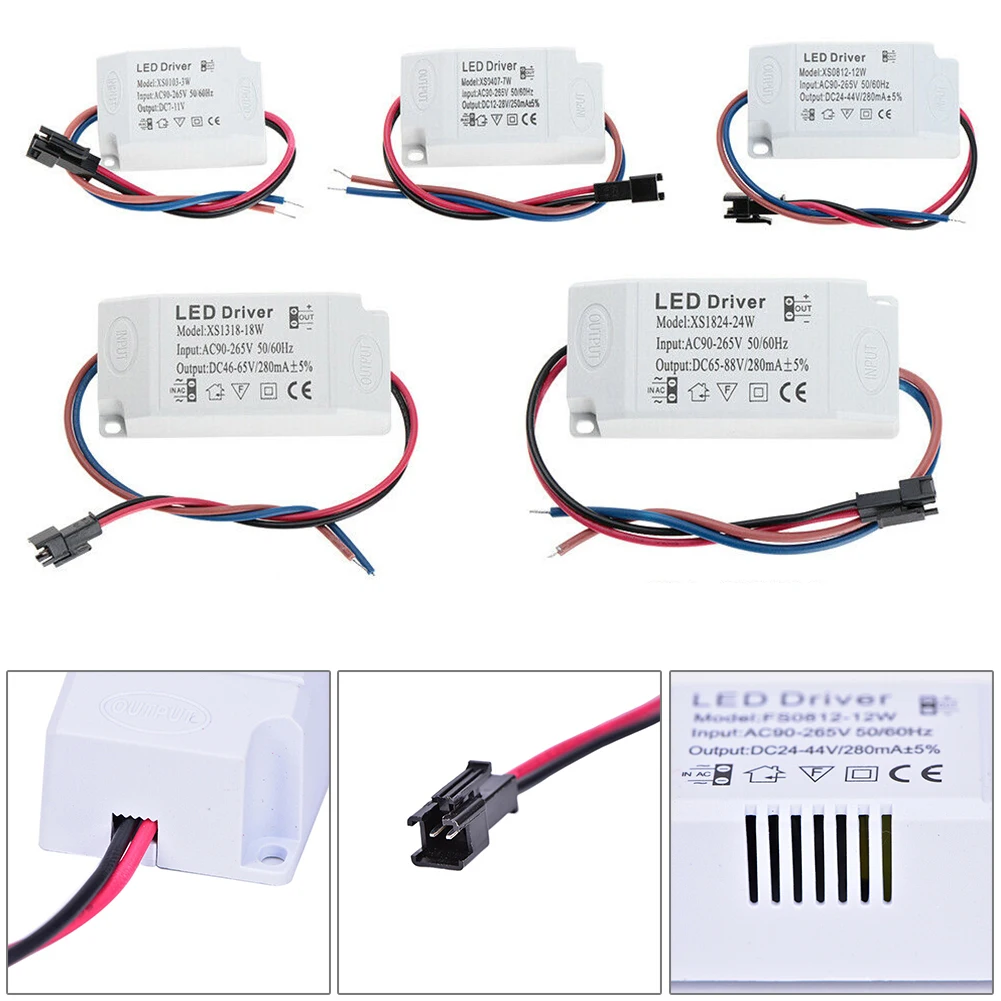 LED Driver 300ma 3W 4-7W 8-12W 13-18W 18-24W Down Lamp Power Supply Adapter Unit AC85-265V Panel Light Transformer Beginners