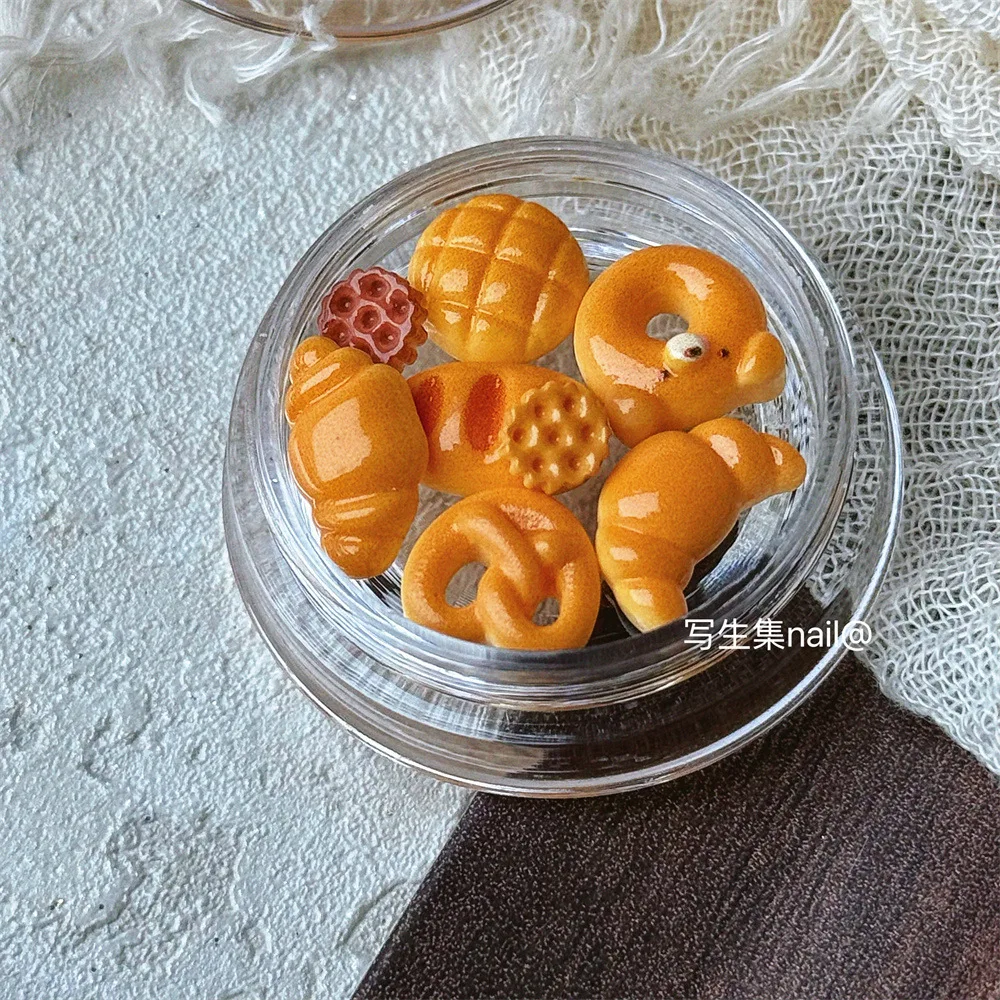 한국식 베이킹 시리즈 시뮬레이션 크루아상 네일 아트 쥬얼리 네일 액세서리