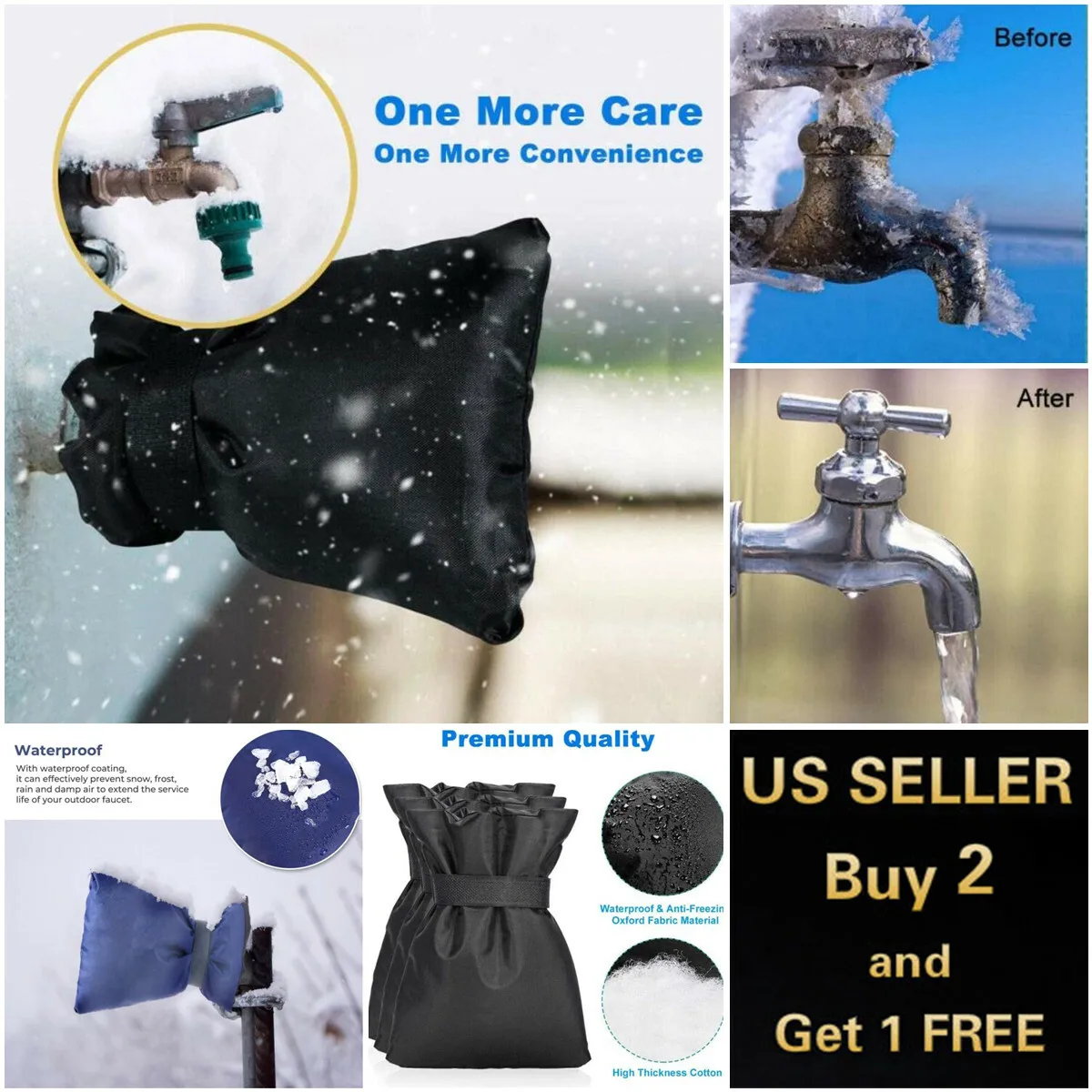 2개입 겨울 야외 정원 동결 방지 수도꼭지 보호 커버 보호대