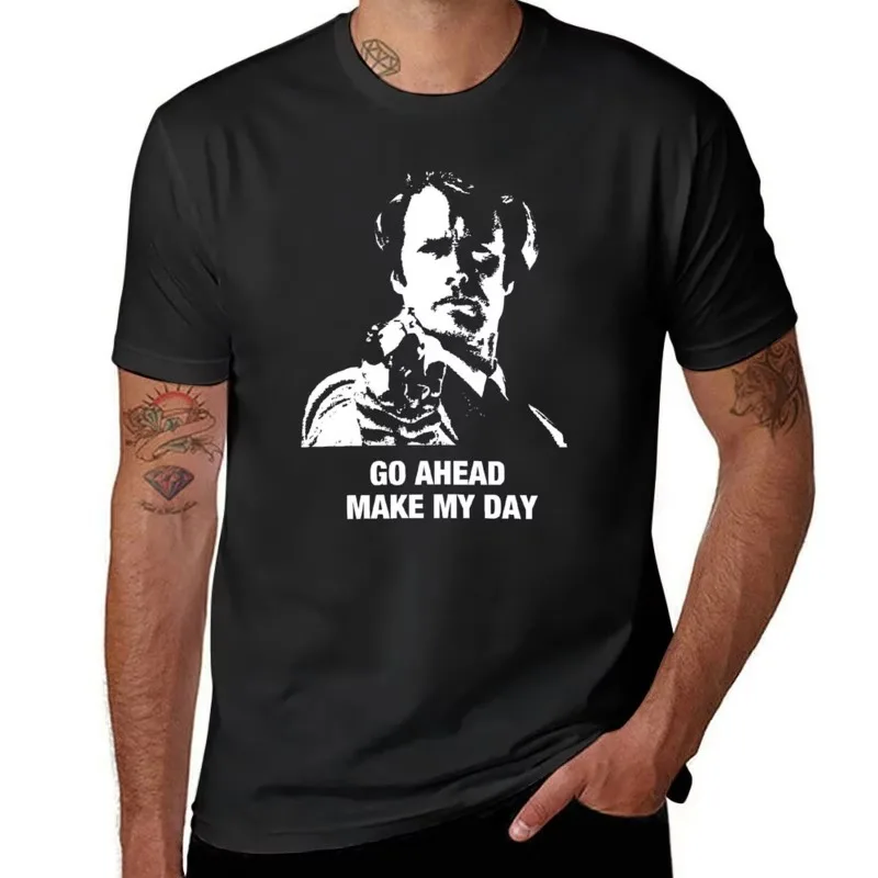 Go Ahead Make My Day Dirty Harry Clint Eastwood fan gift Black t shirt for dad T-Shirt tops funnys tees oversized t shirt men