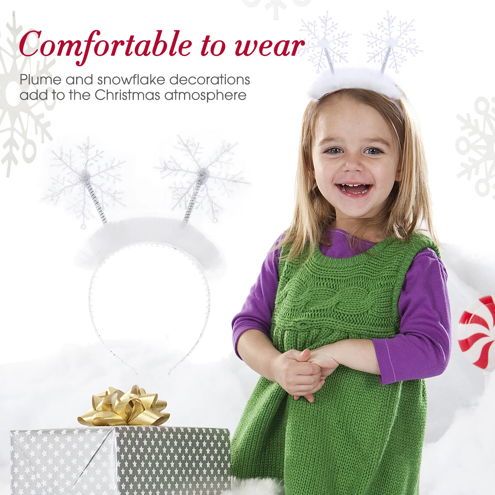 

6 шт. повязка для волос со снежинками, рождественский головной убор, праздничное украшение, вечерние карнавальные рождественские обручи для волос, рождественский головной убор