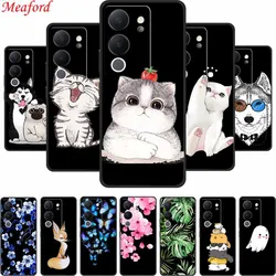 Funda For Vivo V30 Lite Case Cute Cartoon Cat Black Silicone Shockproof Soft Phone Cases For Vivo V30 Lite Back Cover Case Bag