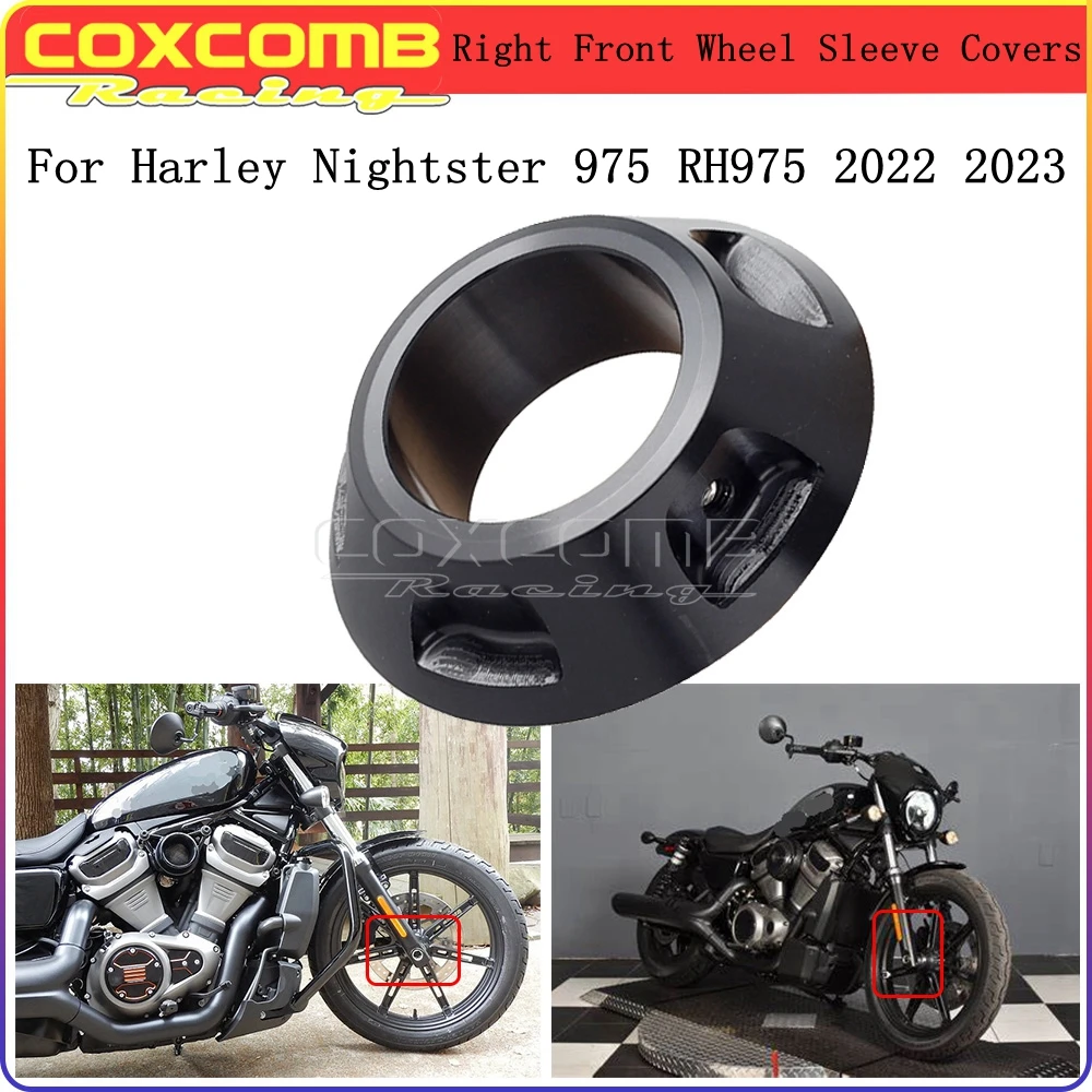 Right Front Wheel Bushing Cover Motorcycle Accessories Black Sleeve Covers Aluminium For Harley Nightster 975 RH975 2022 2023