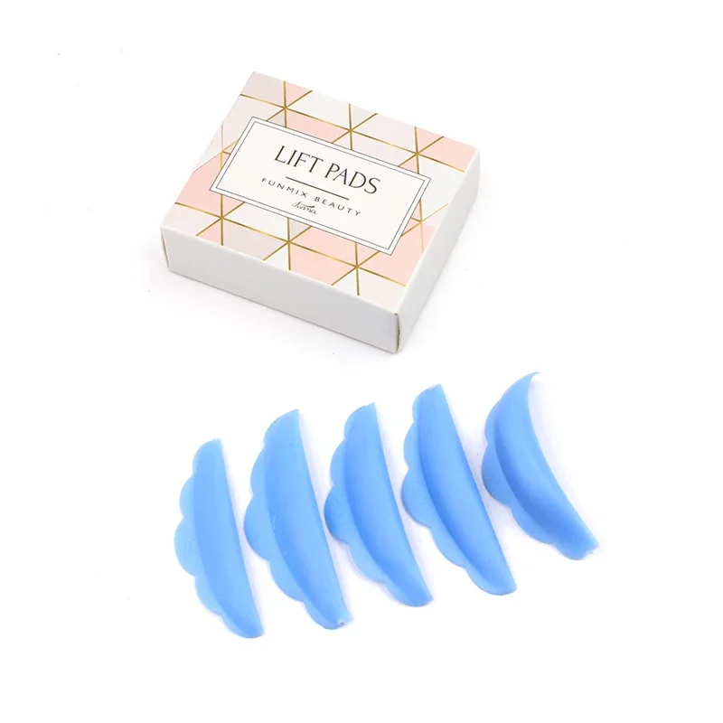 FUNMIX New 5Pair/box  Silicone Eyelash Extension Perm Pad Blue Recycling Lashes Rods Shield Lifting 3D Eyelash Curler