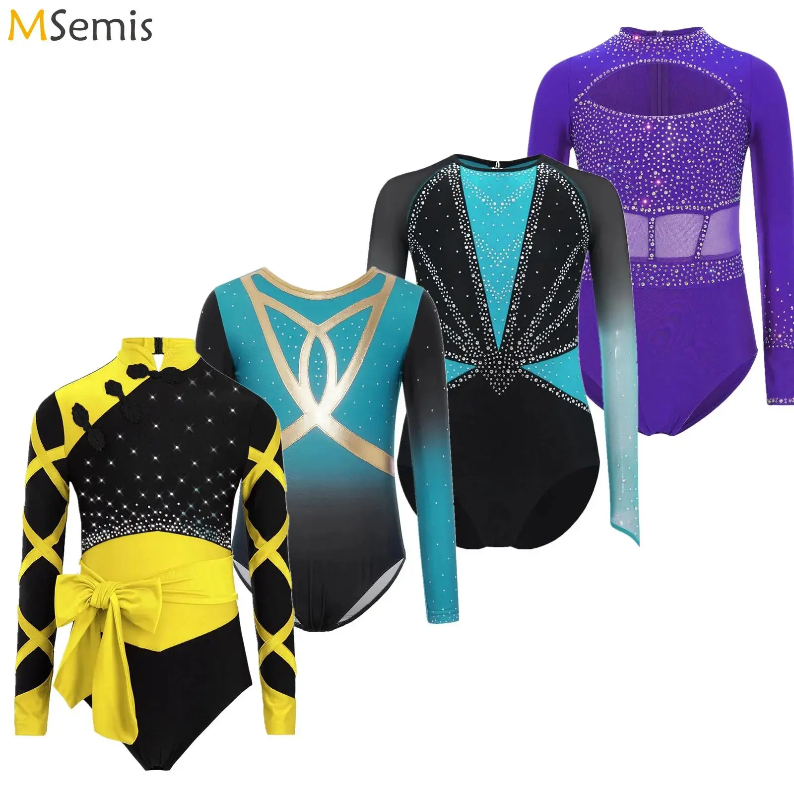 أطفال بنات لامعة الراين الجمباز ثياب بذلة الفنية الشكل التزلج الباليه جيرسي أداء الرقص زي #1