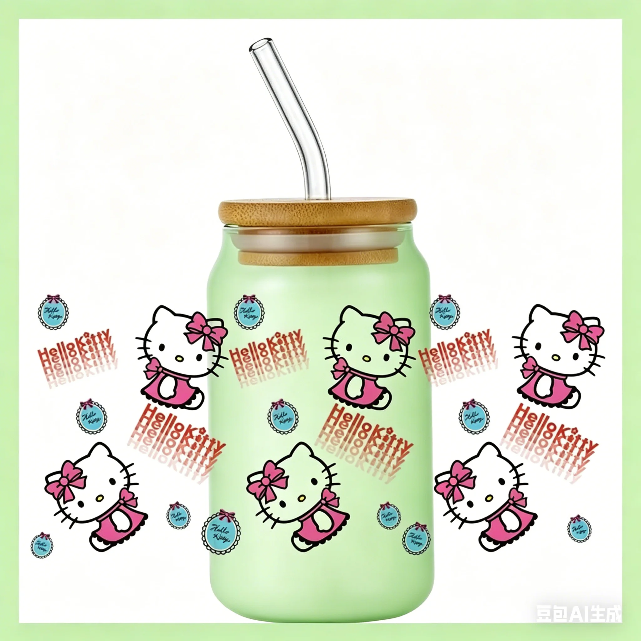 

popular Kitty cat Patterns For Libbey 16oz Can Glass 3D Waterproof UV DTF Coffee Can Wrap Libbey Glass Wrap home decoration
