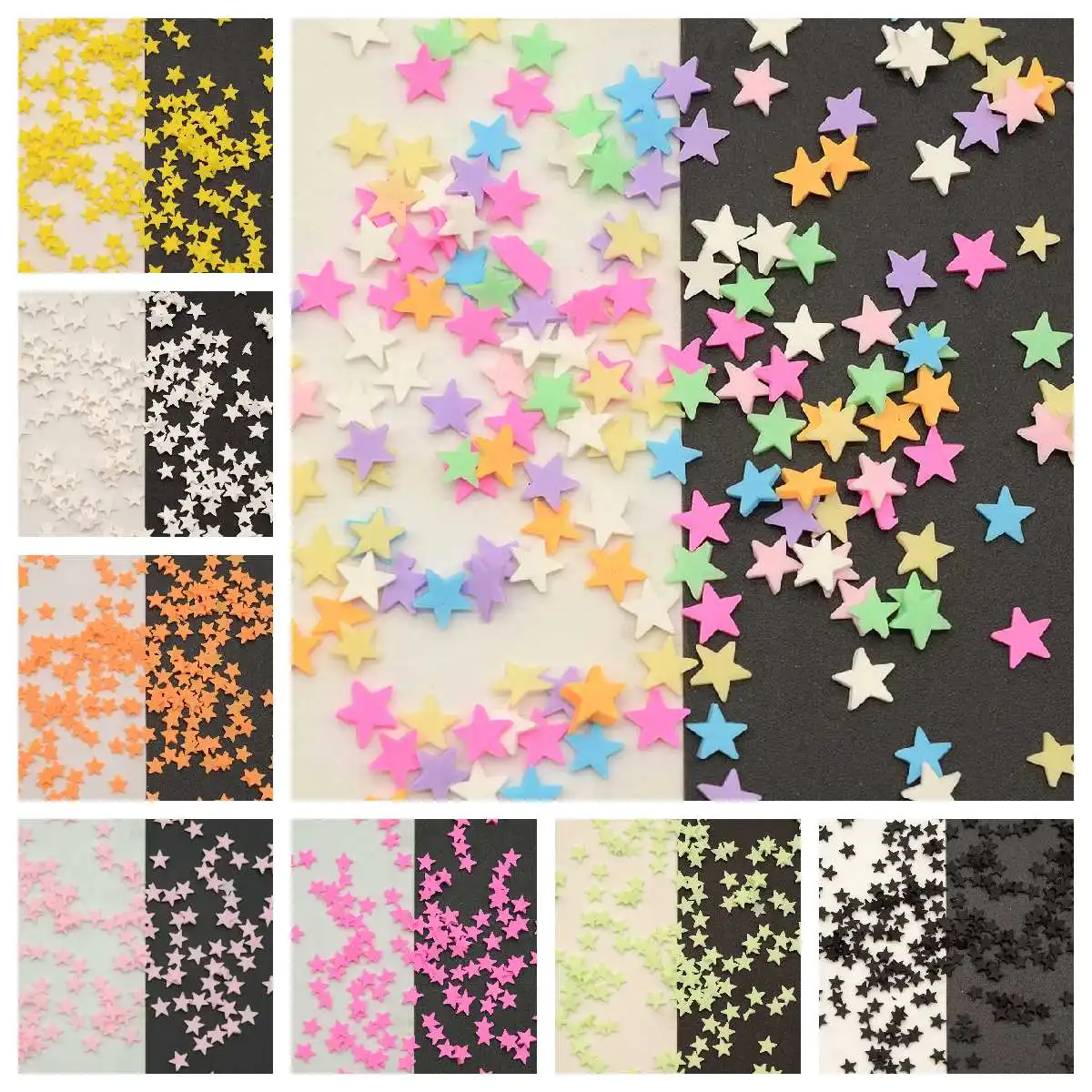 

500G/Lot 5mm Polymer Clay Slices Star Sprinkles Lovely Confetti for Crafts Making, DIY