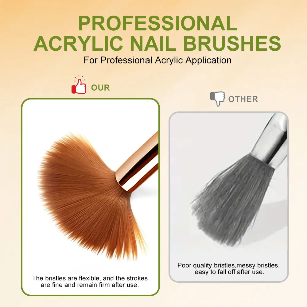 Brosse acrylique pour ongles, manche rose, brosse professionnelle pour poudre de cristal, gravure étendue, outil de bricolage, 3 pièces