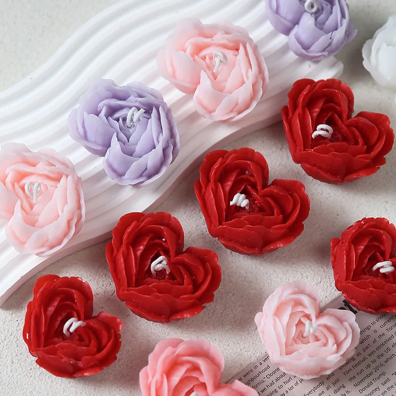 

Rose Candle Molds Heart Shape 3D Rose Flower Molds Silicone Valentine's Day Silicone Molds for Making Candle Resin Soap Aromathe