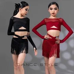 Latin Dance Professional Competition Suit Tango Standard Dress Girls Performance Stage Costume Practice Clothes Skirt New AMY554