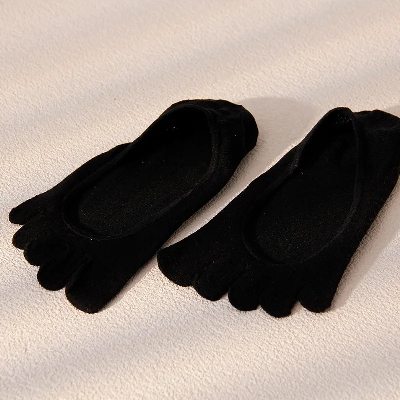 Winsleter-3PCS 80%Silk Five Finger Socks, Women Elastic Invisible Sock Mouth, Four Seasons Thin Comfortable Boat Socks P58466CC