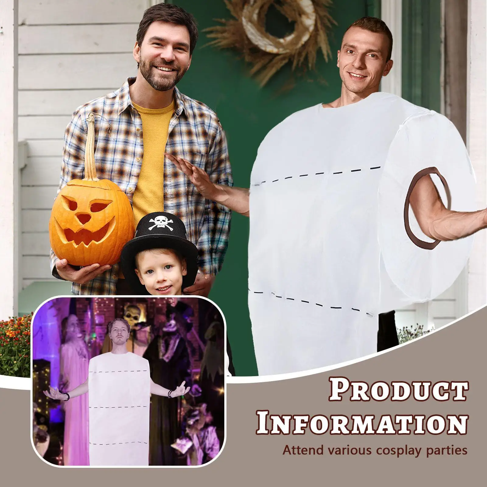 Disfraz de papel higiénico parodia de pareja loween, ropa étnica para mujer, ropa para el escenario, otoño 2023