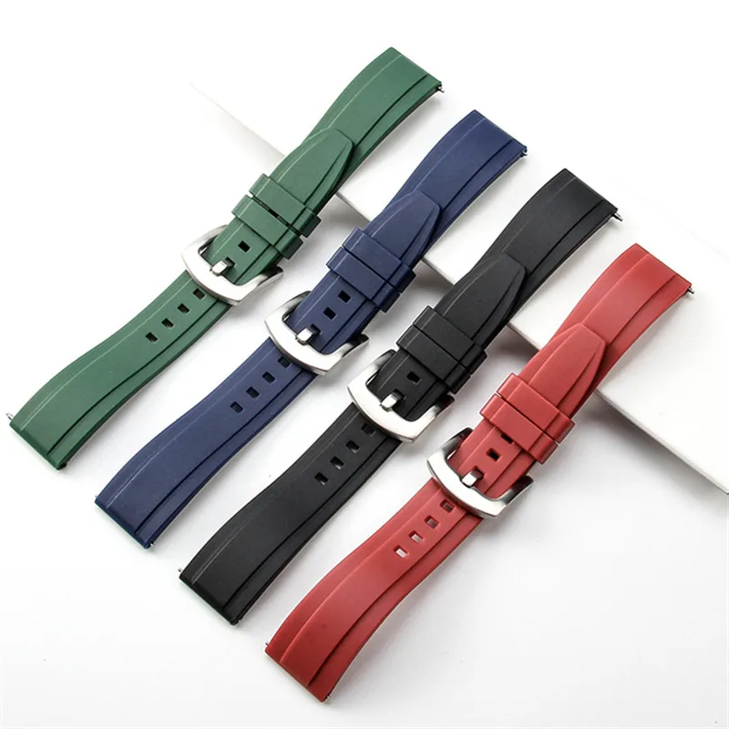 20mm 22mm 24mm Rubber Strap Quick Release For Omega Haima Tissot 1853 Arc Mouth T035 Kutu Series silicone watchband  Accessories