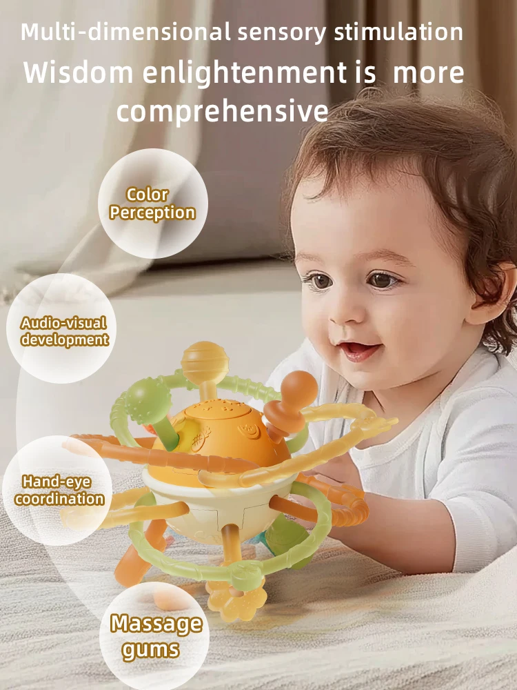 لعبة طفل مانهاتن كرة مستديرة لينة سيليكون اليد انتزاع الكرة حشرجة الموت Infantil مضغ التسنين لعب للرضع 0-12 شهرا