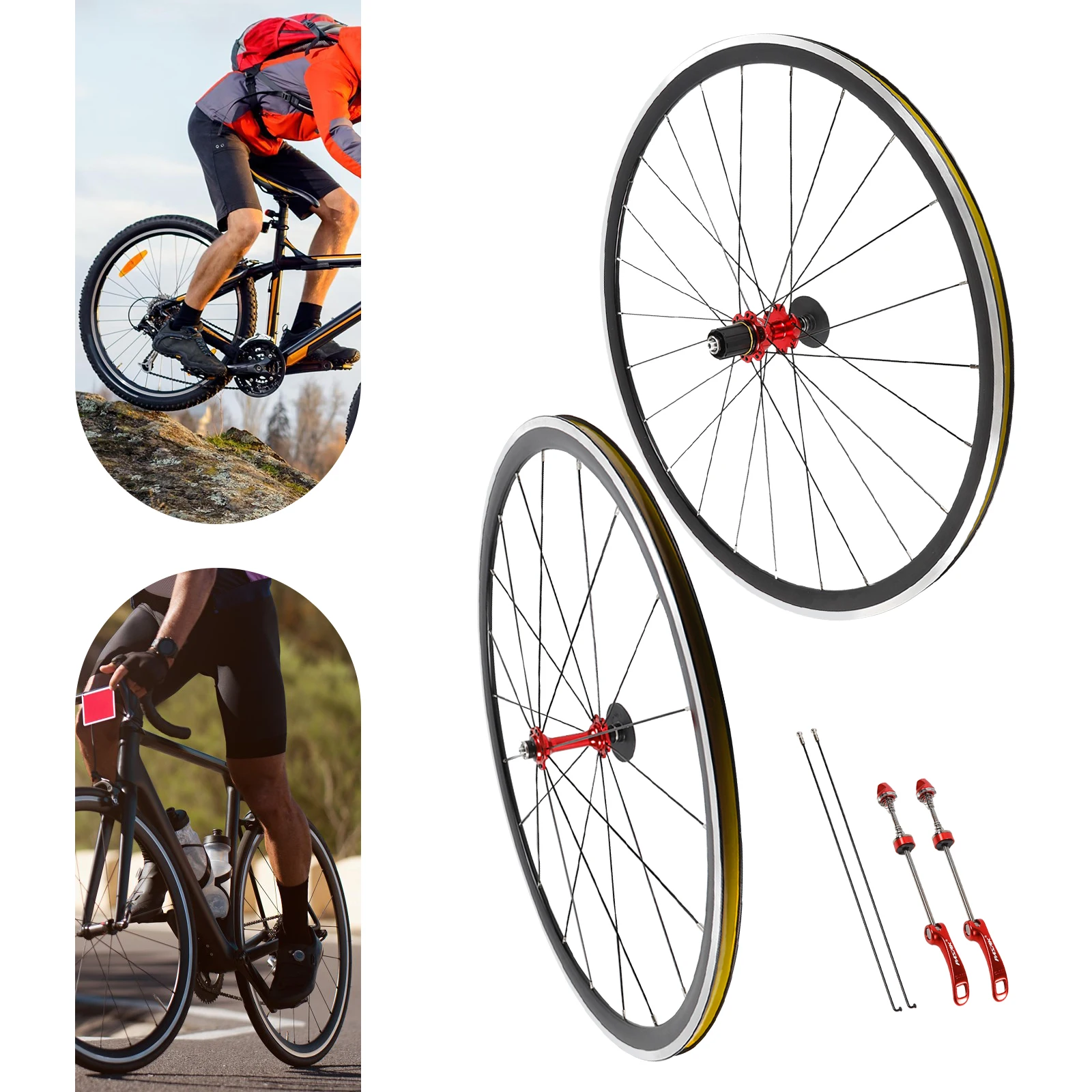 Road Bicycle Front Rear Rim 7/8/9/10/11 Speed Cassette Wheel Set C/V Brake 700C