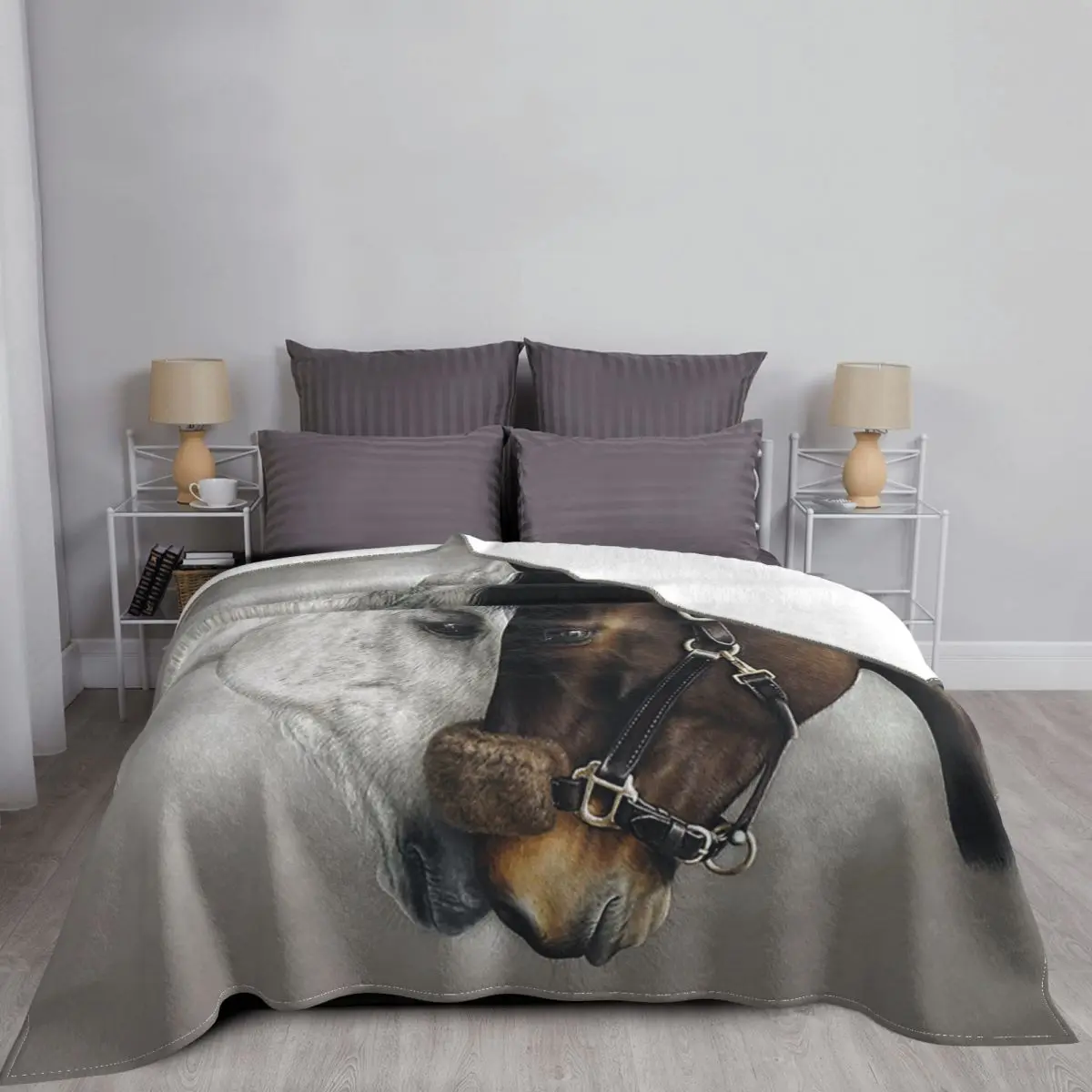 Galloping Horse Love Blankets Fleece All Season Running Brown Animal  Soft Throw Blankets for Bedding Office Bedspread