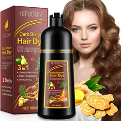 염색약 3 in 1 Hair Color Shampoo Natural Herbal Hair Dye Shampoo for Gary Hair Dark Brown Black for Women  Men Grey Coverage 500ML