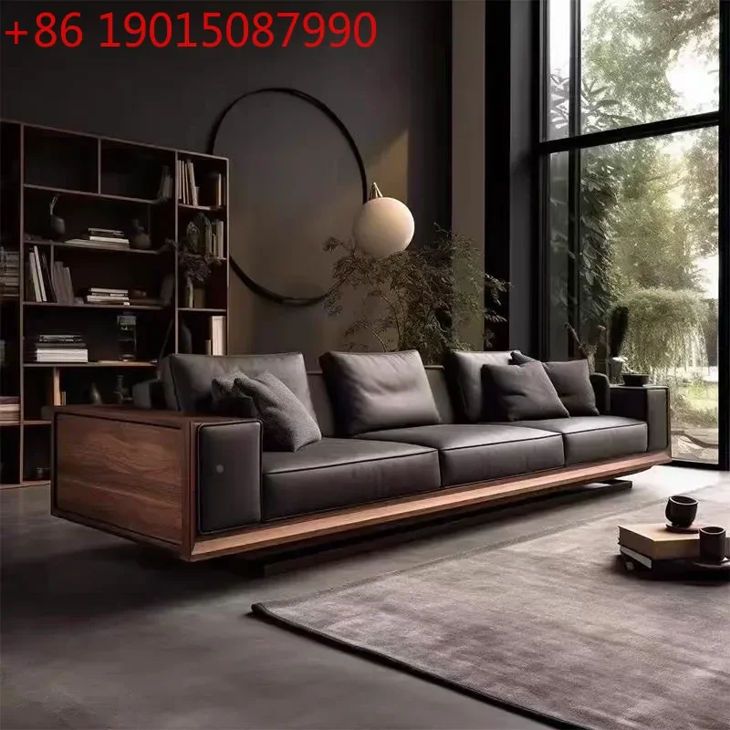 Back Support Black Sofas European Wood Armrest Designer Modern Floor Sofas Lazy Salon Luxury Divano 2 Posti Unique Furniture