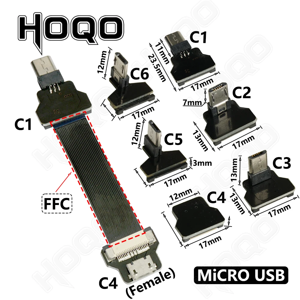 FFC Mini Micro Type-C USB Extension Ribbon Cable 90 FPV Slim Flat Soft flexible FPC charge FPV Brushless Handheld Gimbal monitor