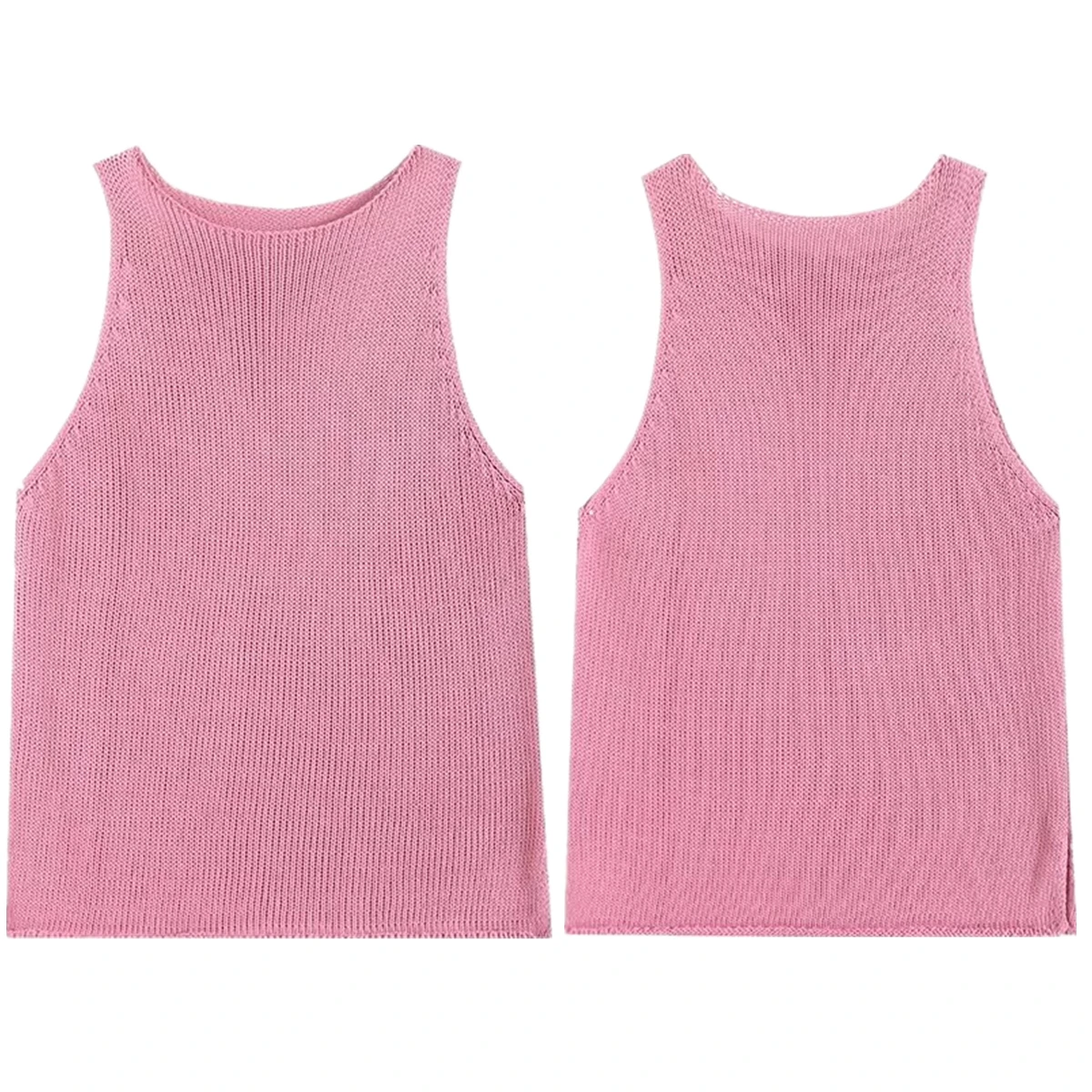 Dave&Di Nordic Minimalist Pink Knit Vest Summer Top Fashion Ladies Commuter Knitwear Elegant T-shirt Women Pullover