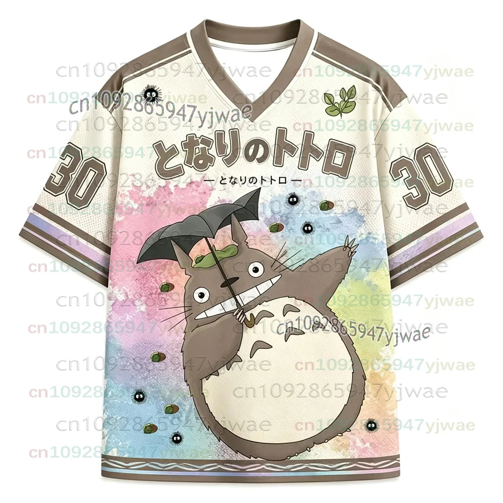 2026 Trendiges Herren- und Damen-T-Shirt Anime Nachbar Totoro V-Ausschnitt Jersey Kurzarm Sport-Shirt Lässige Streetwear Hip-Hop-Fan-Oberteile – Detail 7