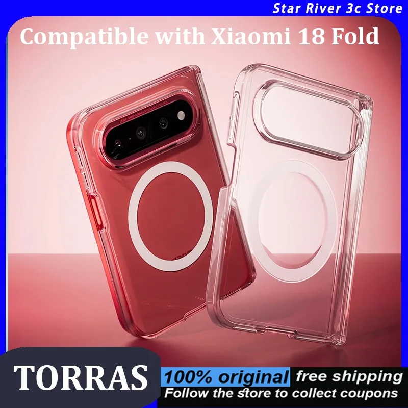 Torras Phone Case For Xiaomi 18 Fold AR Optical Anti-Reflection Clear Case Full Hinge Coverage Shockproof Ultra Thin Anti-Yellow