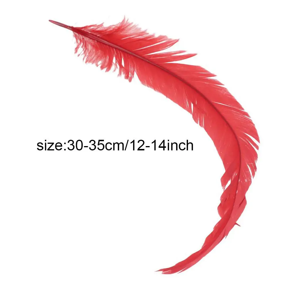 Plumes de coq naturelles multicolores, plumes de queue de Coque bleue, artisanat de bricolage, mouche attachant, rouge, 12 "-14", 30 cm-35cm