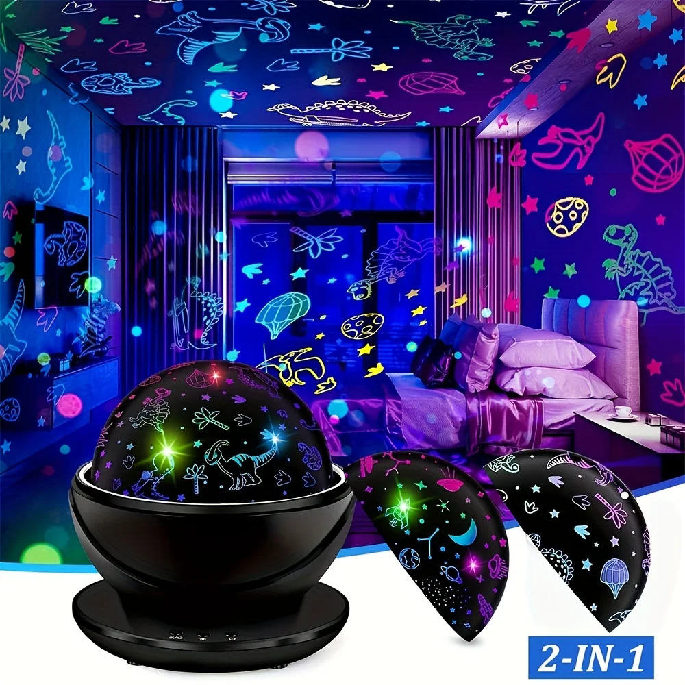 1pcs Night Light Projector Galaxy Projector Light 360° Rotating Dinosaur Projector Lamp With Planets Theme For Bedroom Decor